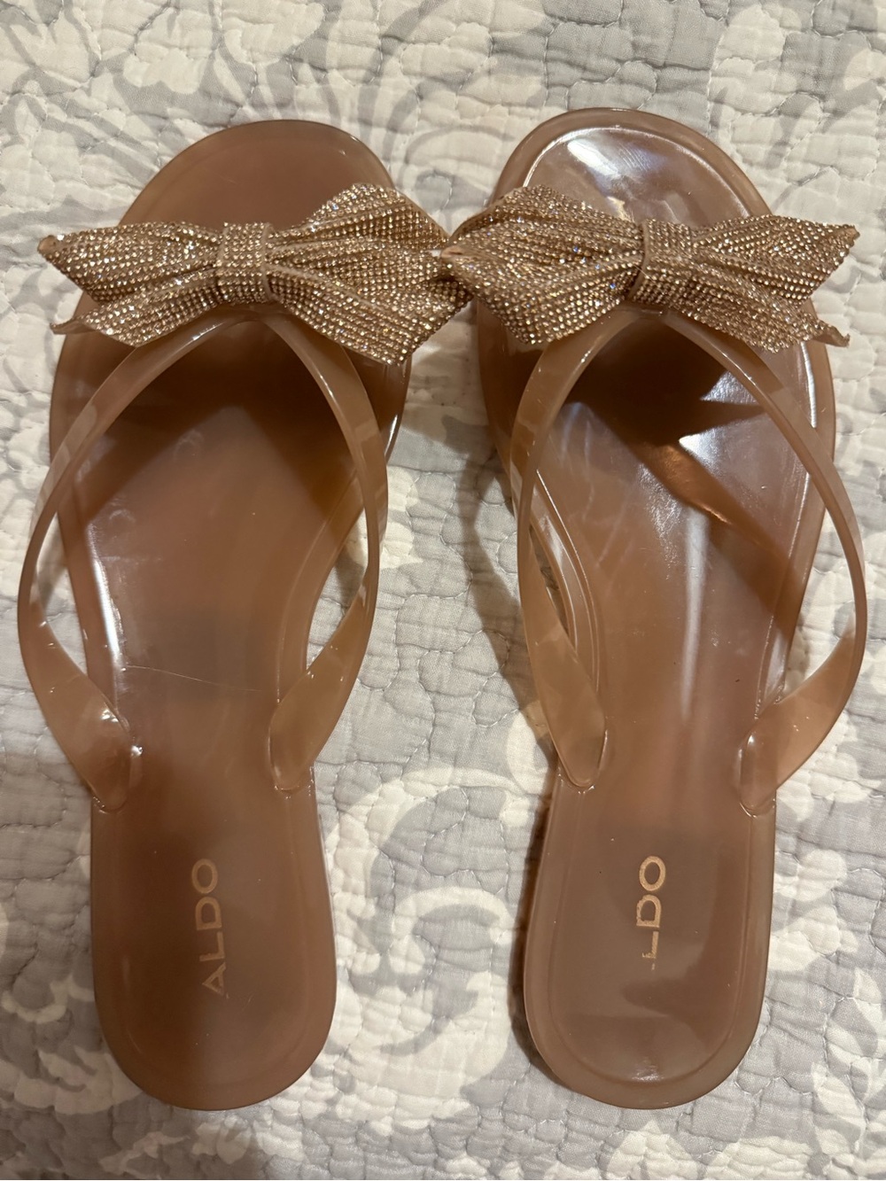 ALDO Brown Jelly Sandal with Sparkling Bow